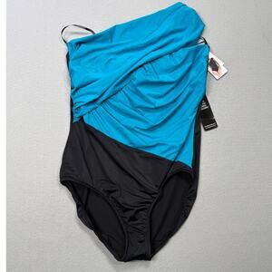 Magicsuit Solids Colorblock Goddess One-Piece swim  Turquoise/black 14 $170